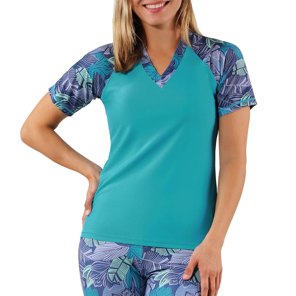 Women's Short Sleeve V-Neck Sun & Swim Shirt - Serkeasy