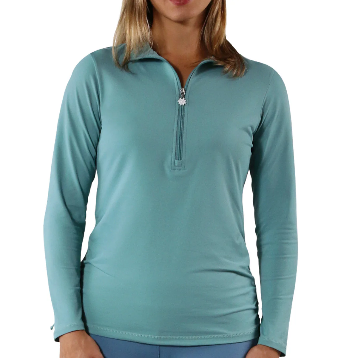 Women's Long Sleeve Half Zip Ruched Sun Shirt - Serkeasy