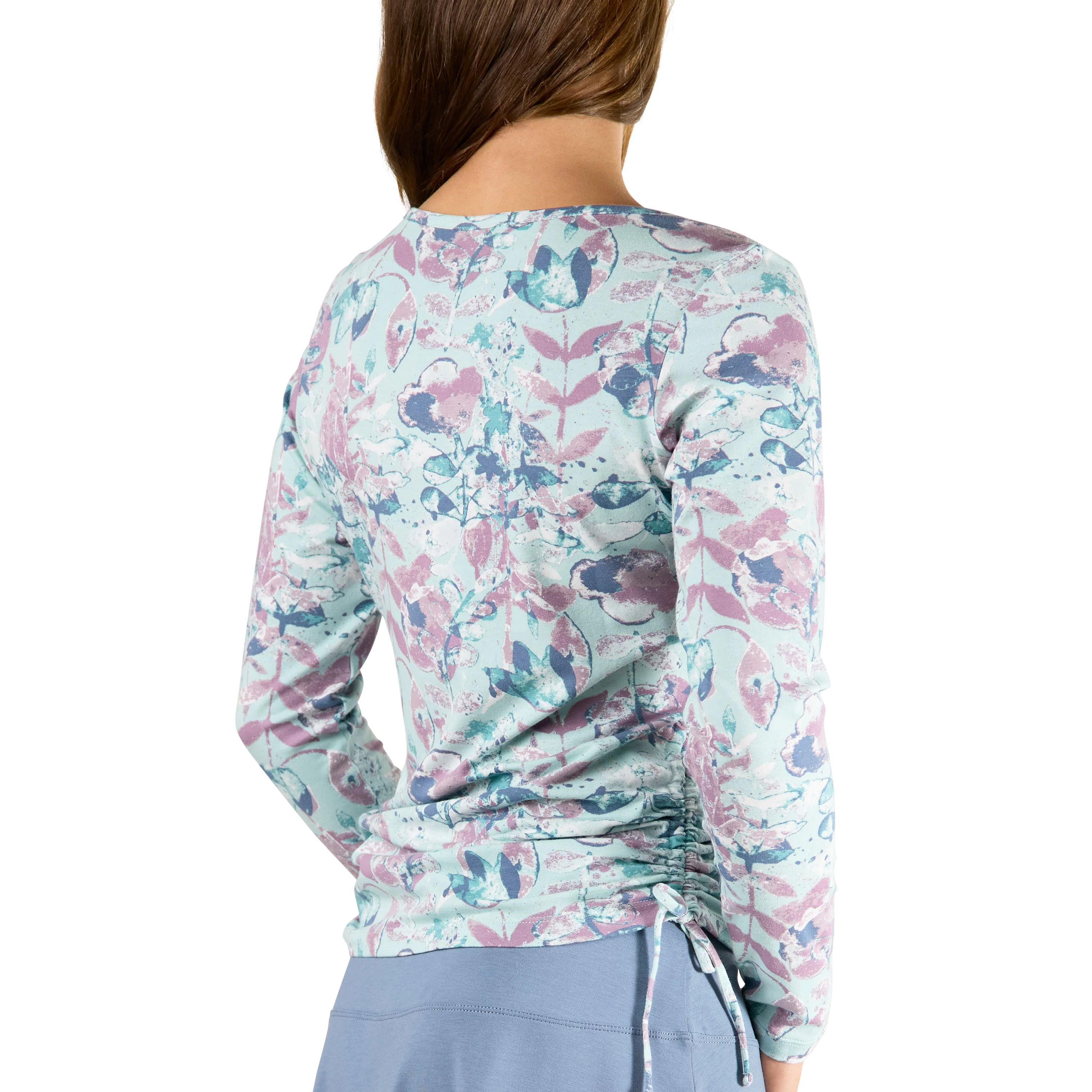 Women's Long Sleeve Ruched Everyday Tee - Serkeasy