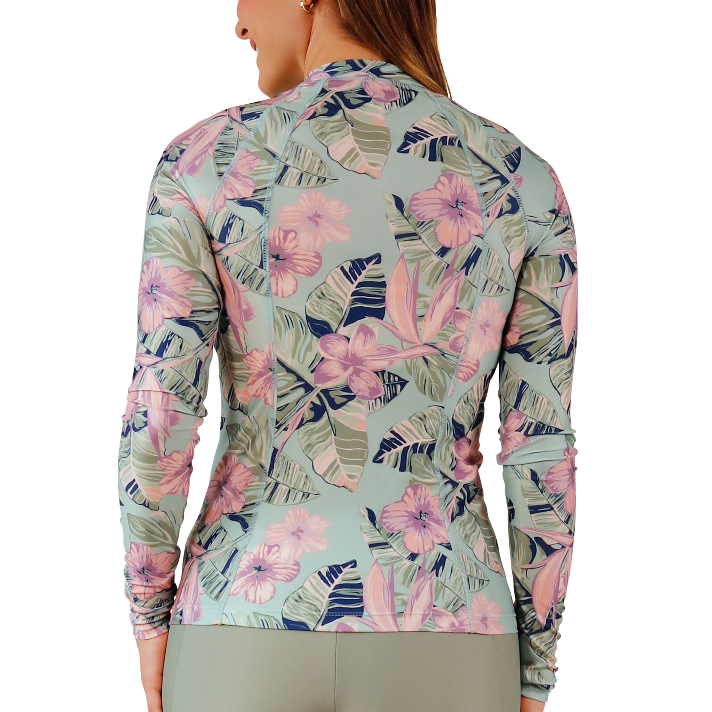 Women's Long Sleeve Full Zip Rash Guard - Serkeasy