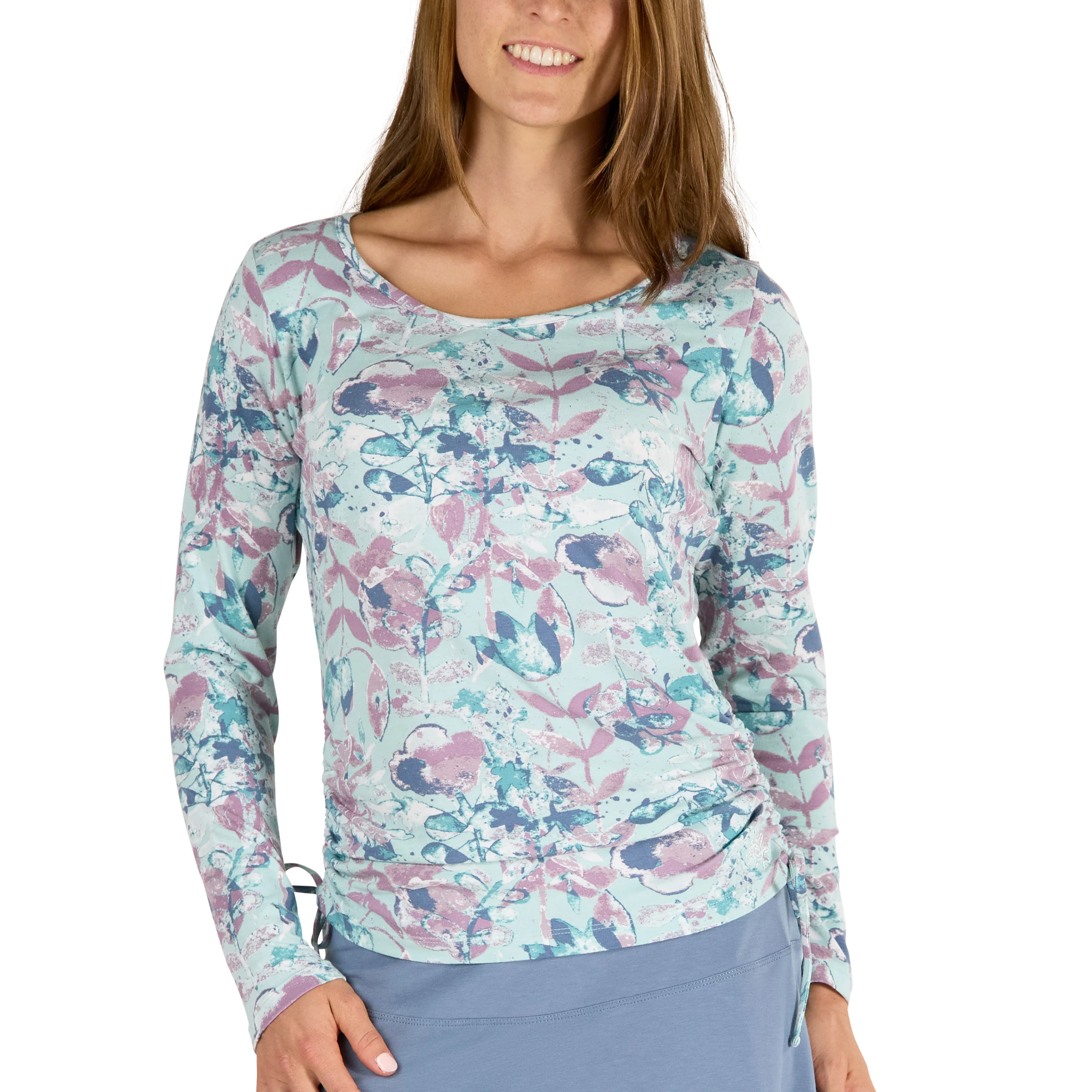 Women's Long Sleeve Ruched Everyday Tee - Serkeasy